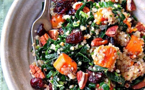 Roasted Beet, Sweet Potato & Kale Salad– serve warm or cold